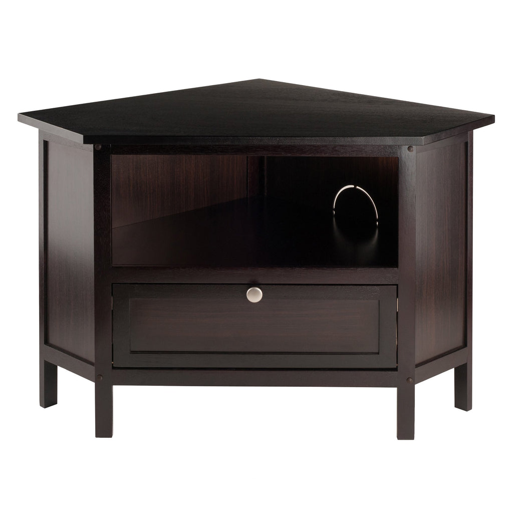 Compact Espresso Corner TV Stand J7590