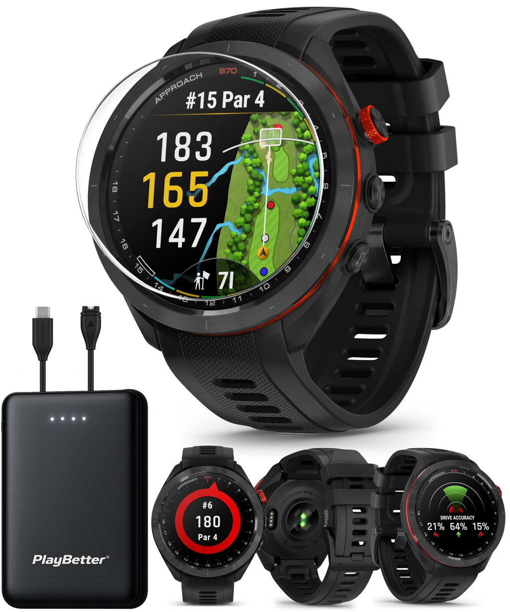 Black 47mm Golf GPS Smartwatch L625004