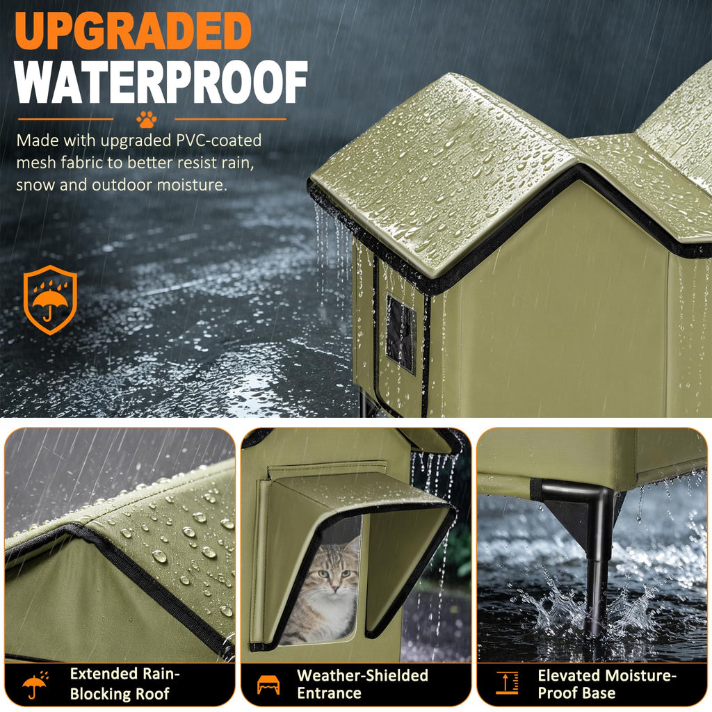 Heated Weatherproof Insulated Outdoor Cat House with Heating Pad S886592