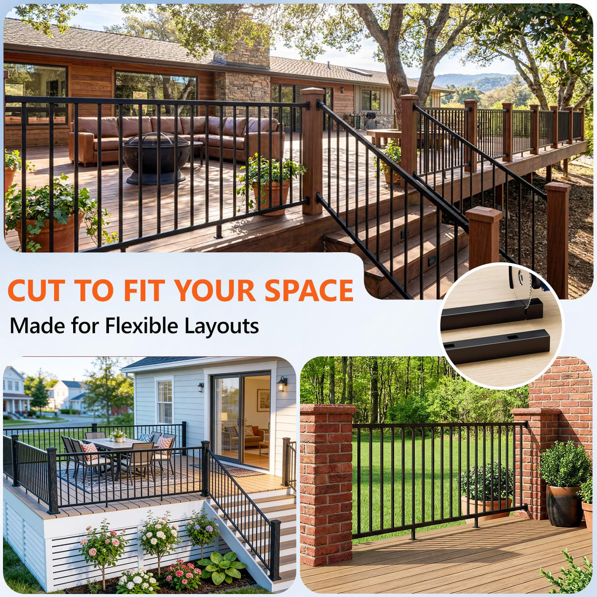 6 ft W Real Aluminum Stair Railing Kit V7951