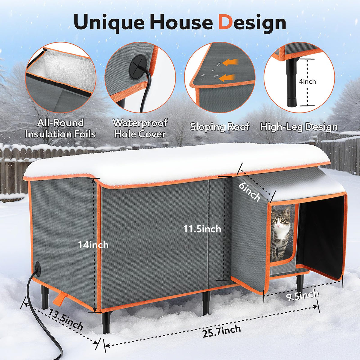 Heated Weatherproof Insulated Cat House M9622