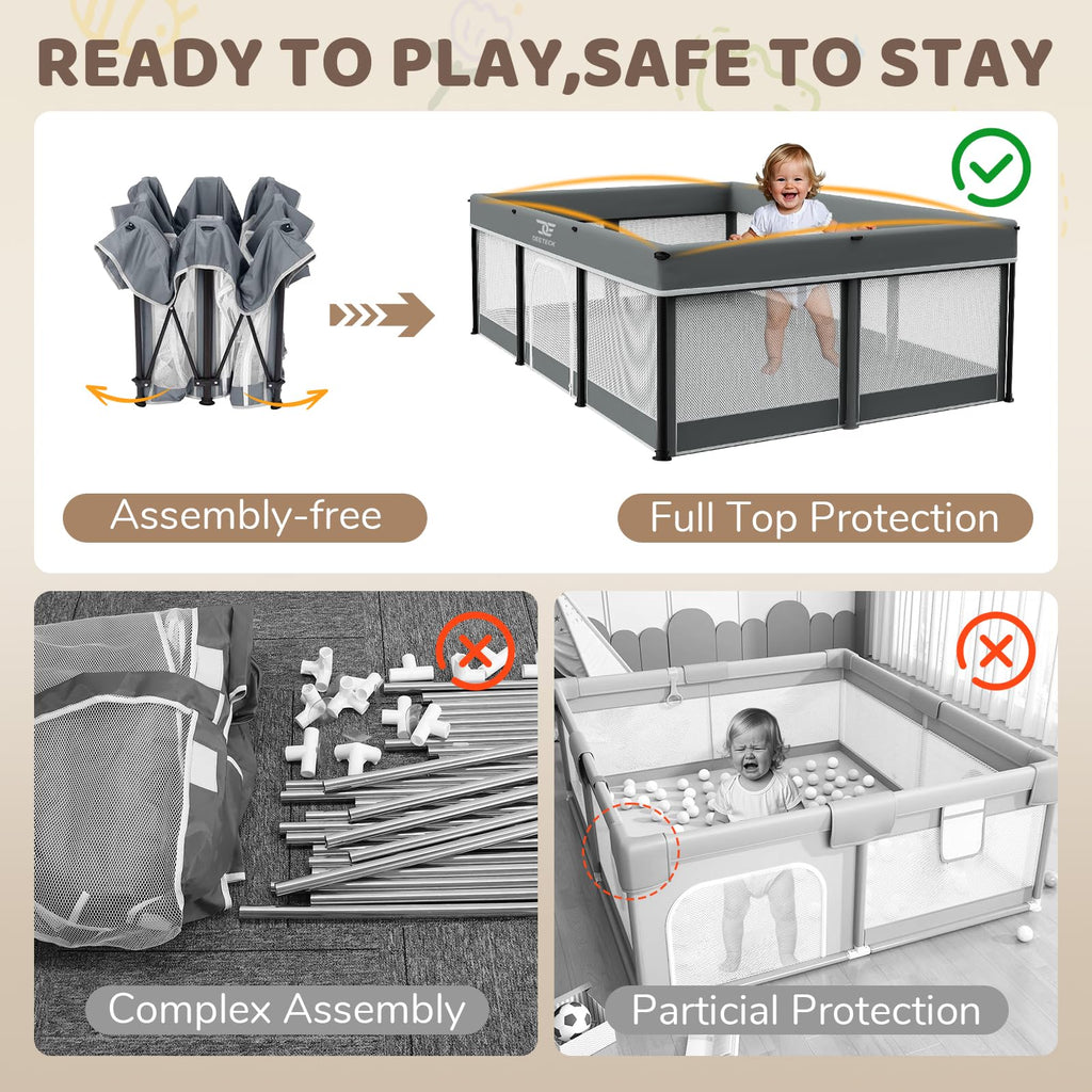 Foldable Baby Playpen with Mat Q882927
