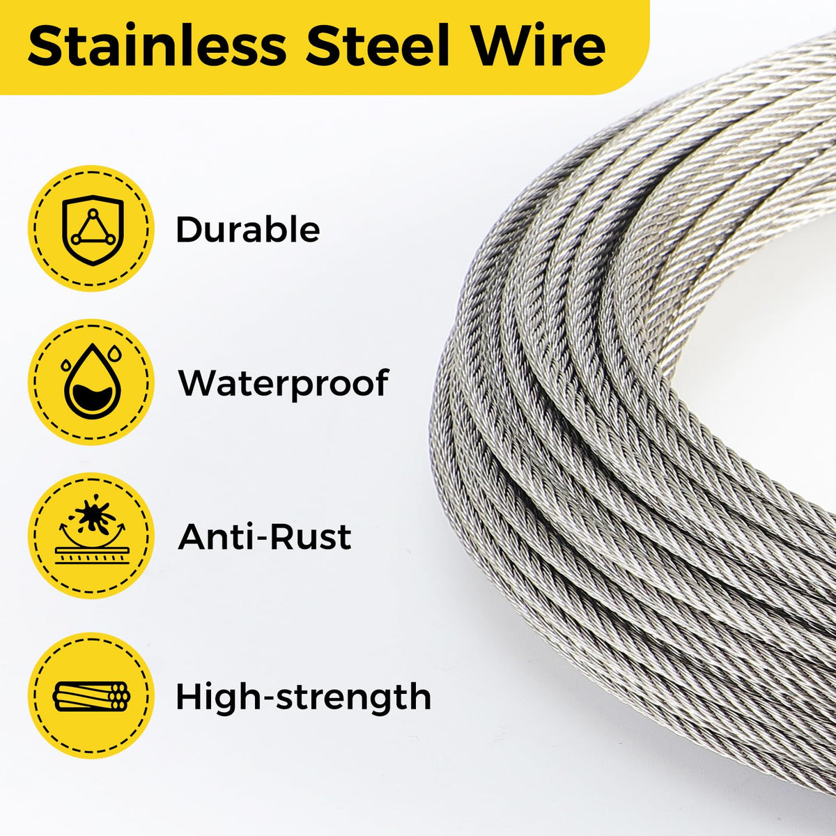 1/8 Inch 120FT Stainless Steel Wire Rope F772393