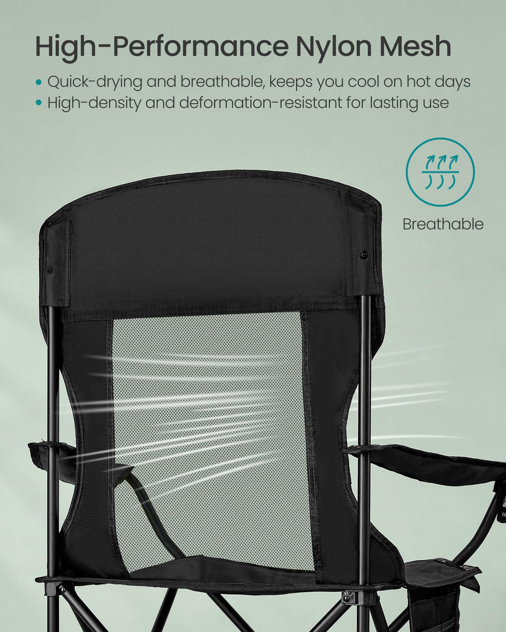 Breathable Camping Chairs, Set of 2, 330 lb Weight Capacity Z910210