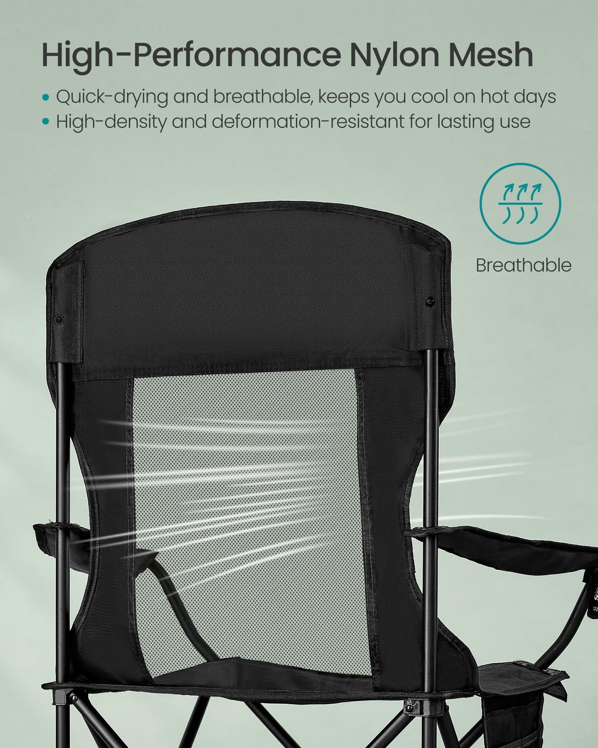 Breathable Camping Chairs, Set of 2, 330 lb Weight Capacity Z910210