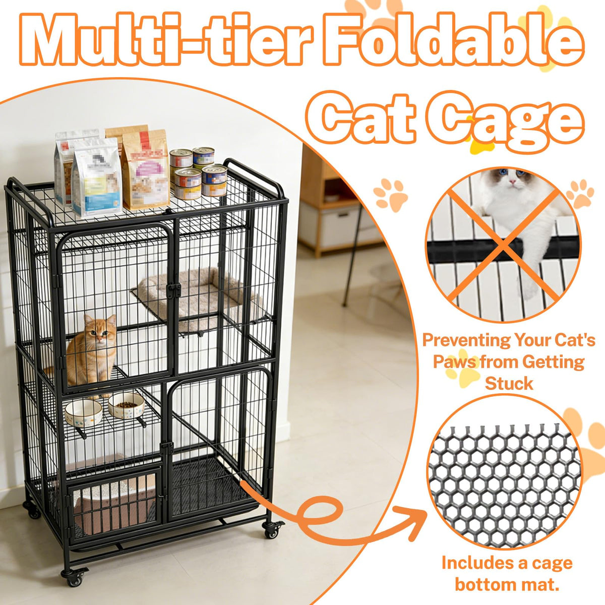 Collapsible Metal Wire Cat Cage R936