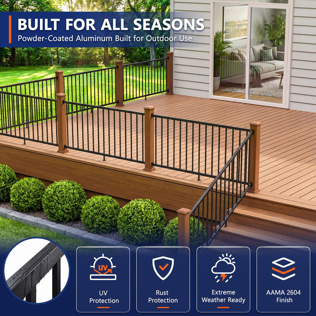 6 ft W Real Aluminum Stair Railing Kit V7951