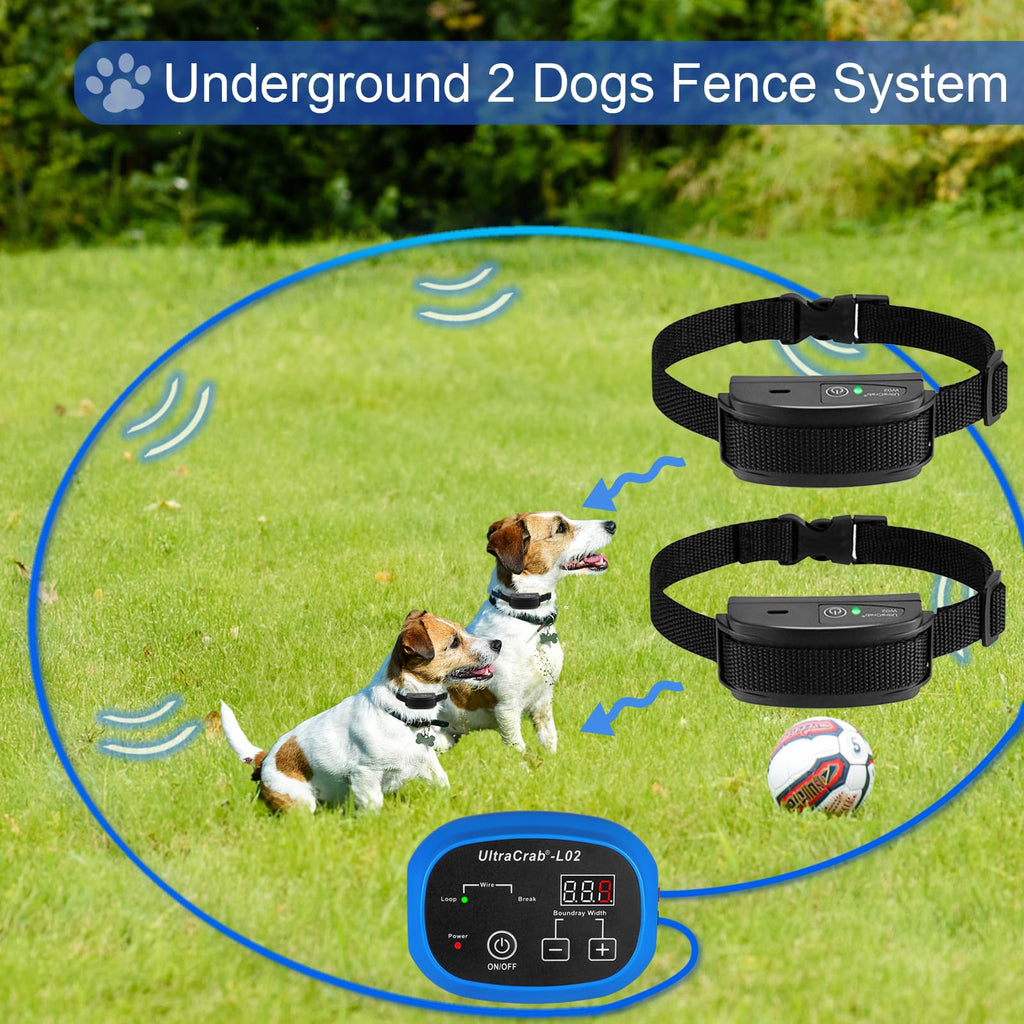 In-Ground Electric Dog Fence System with 2 Collars D8393
