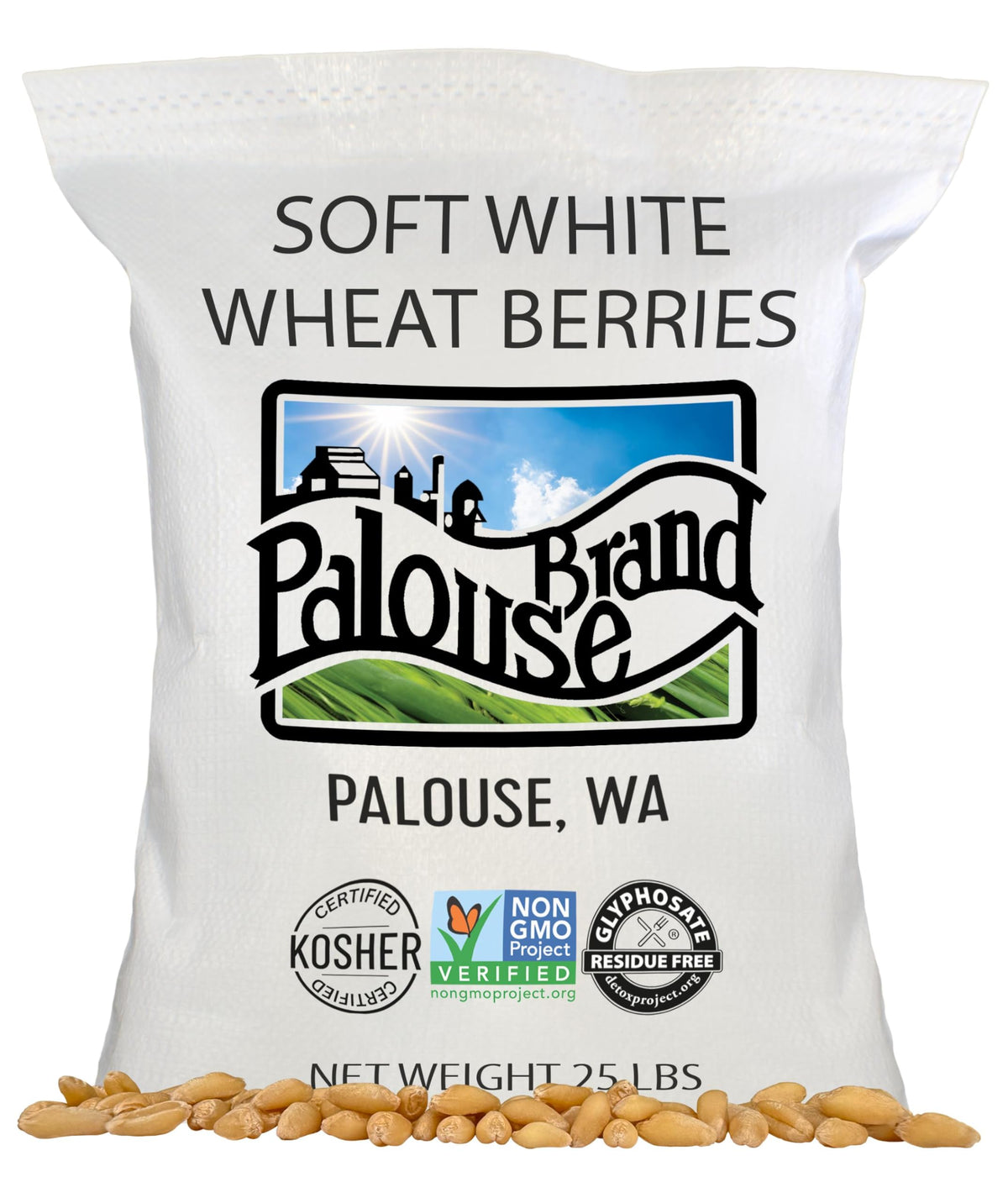 Soft White Wheat Berries 25 LBS Bulk Sproutable Non-GMO Kosher J283