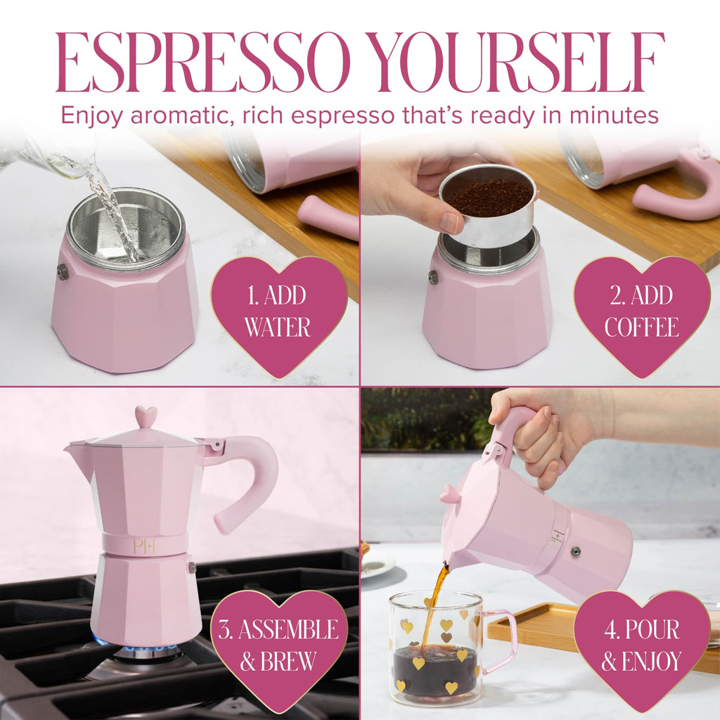 Stovetop Espresso and Coffee Maker Pink U9282