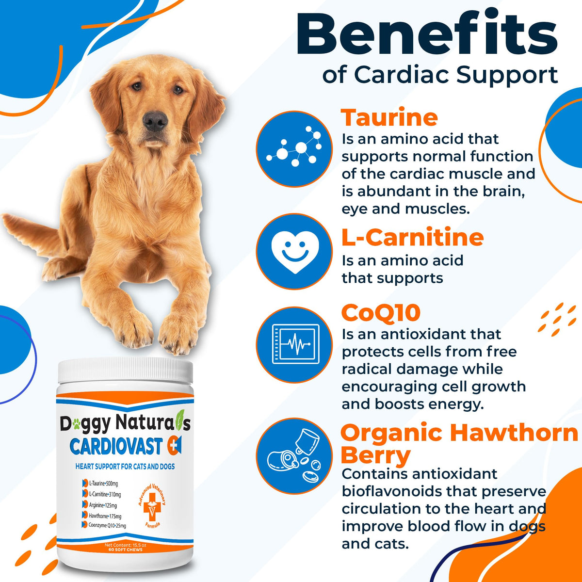 Cardio Support Supplement for Dogs and Cats, 60 Soft Chew C37521