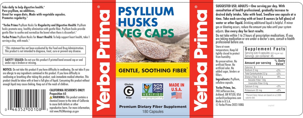 Psyllium Husks Fiber Veg Caps 180 Pack of 2 Q3889