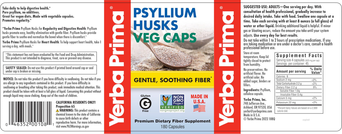 Psyllium Husks Fiber Veg Caps 180 Pack of 2 Q3889