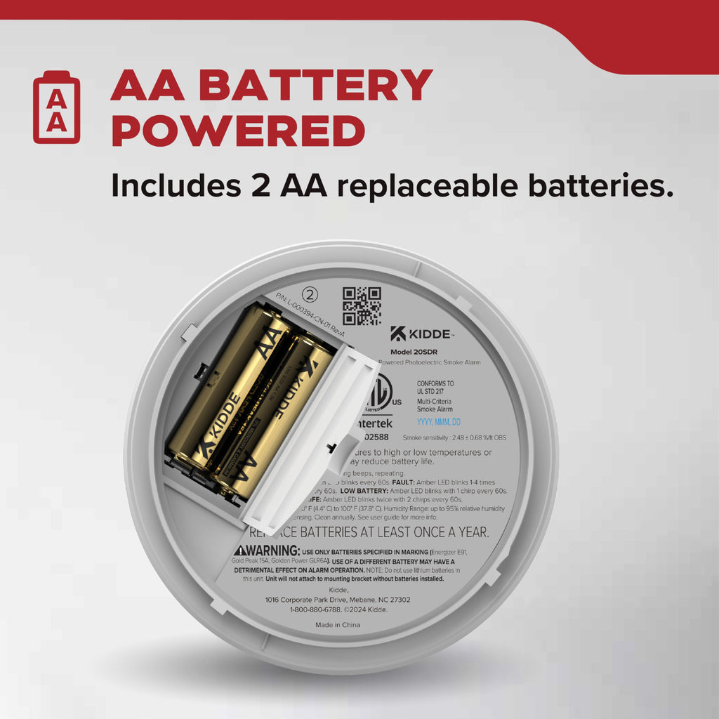 Smoke Detector, AA Battery-Powered, 3 Pack M5826