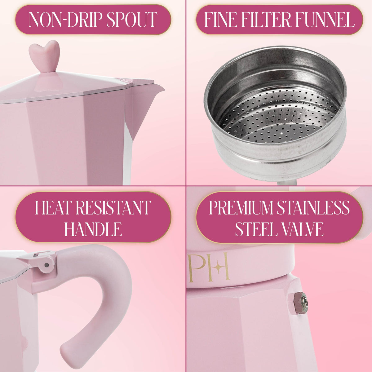 Stovetop Espresso and Coffee Maker Pink U9282