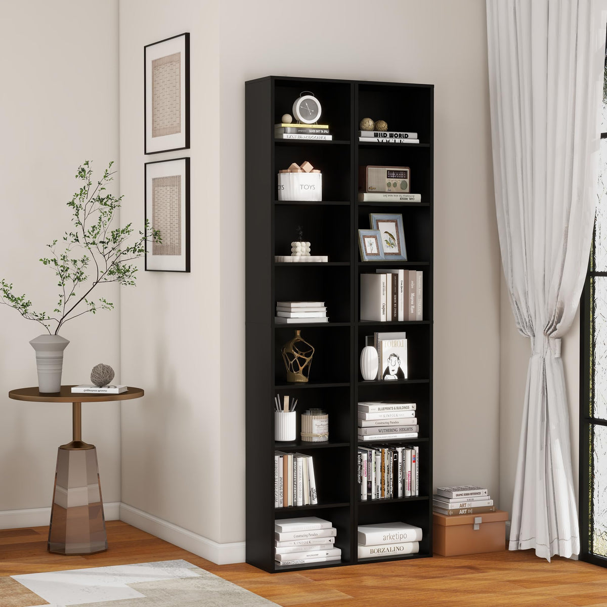 8 Tier Black Storage Shelf Bookcase Z13085