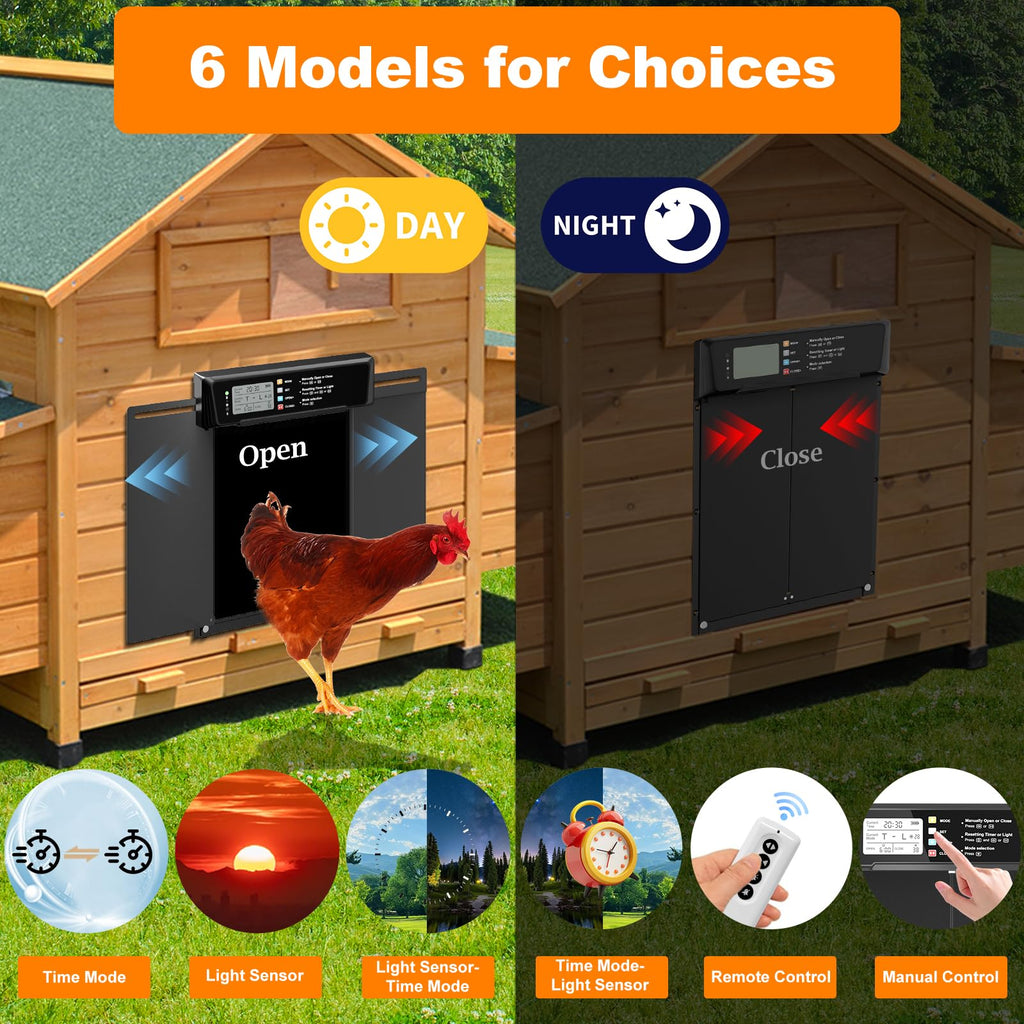 Automatic Chicken Coop Door Solar Powered with Timer & Light Sensor S5773