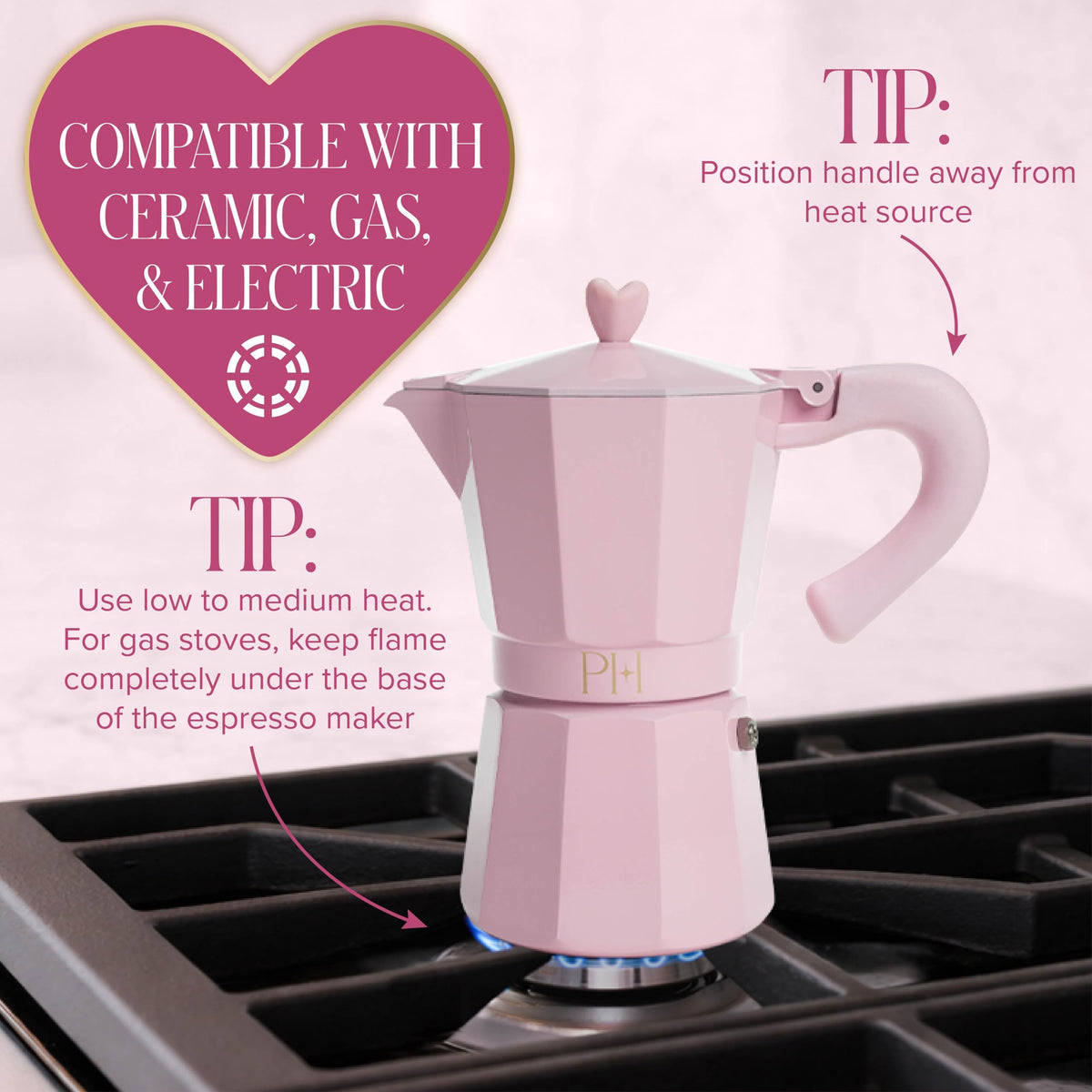 Stovetop Espresso and Coffee Maker Pink U9282