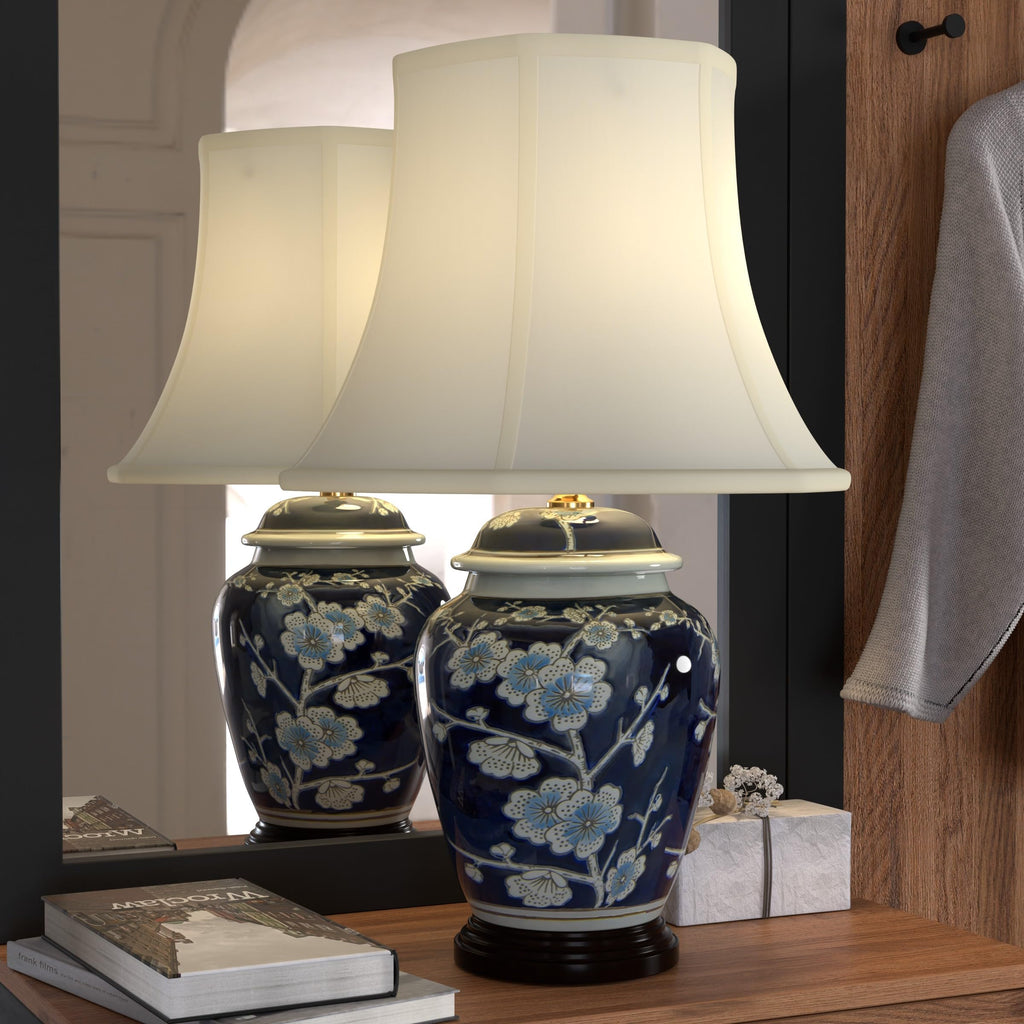 22" Blue Cherry Blossom Lamp D46256