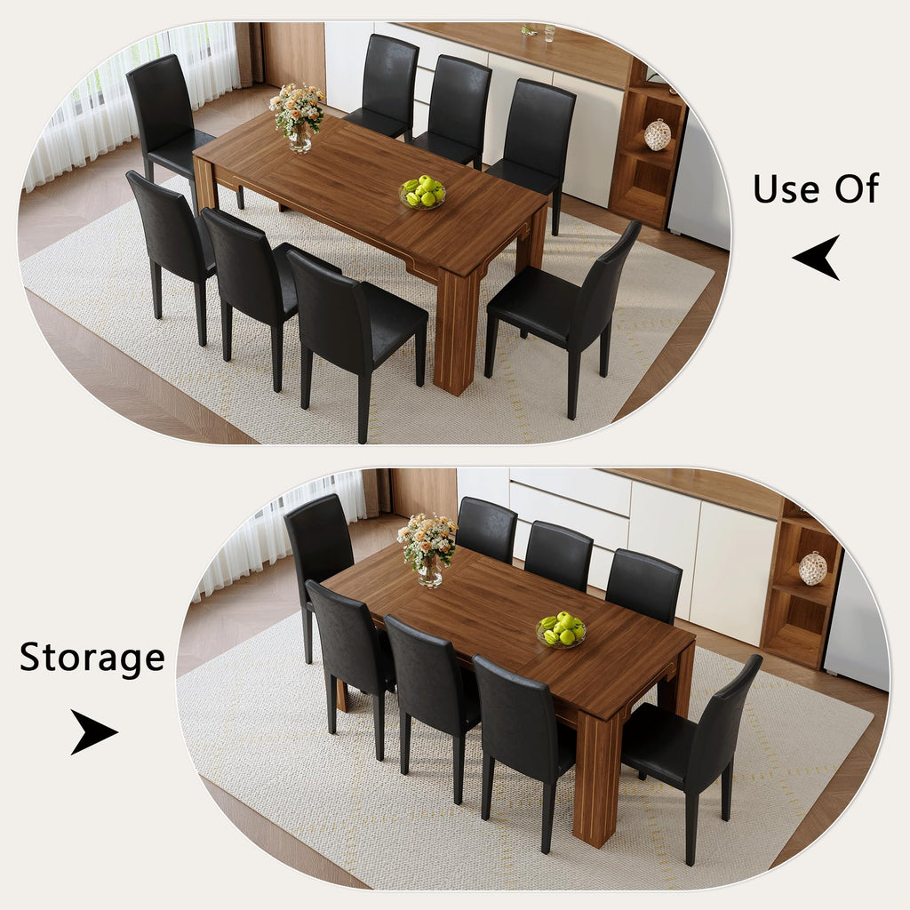 9 Piece Dining Table Set with 8 Pu Leather Chairs H660