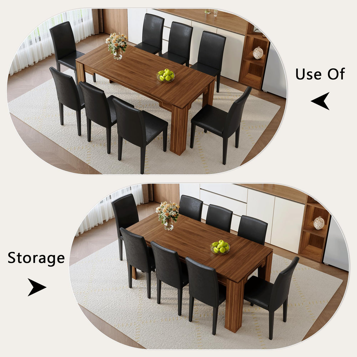 9 Piece Dining Table Set with 8 Pu Leather Chairs H660