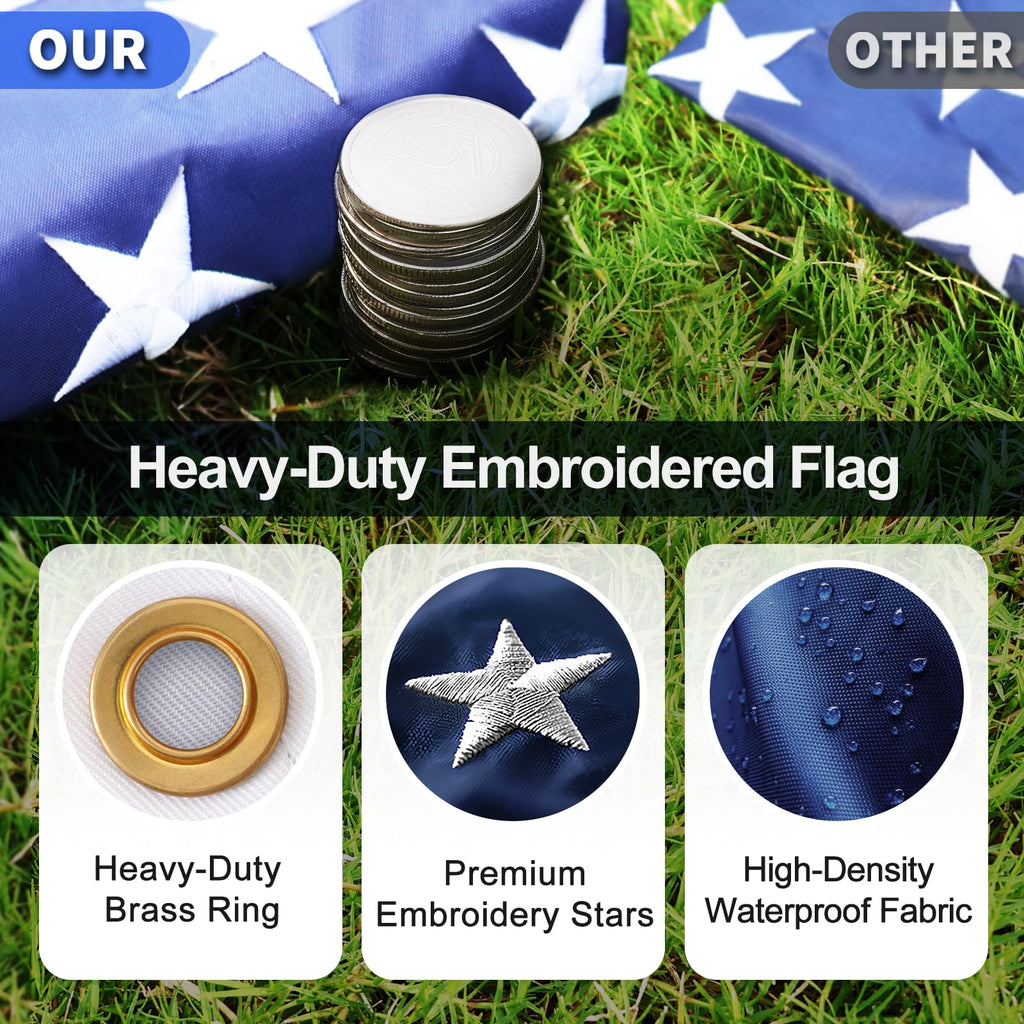 16FT Silver Thickened Aluminum RV Flagpole K108