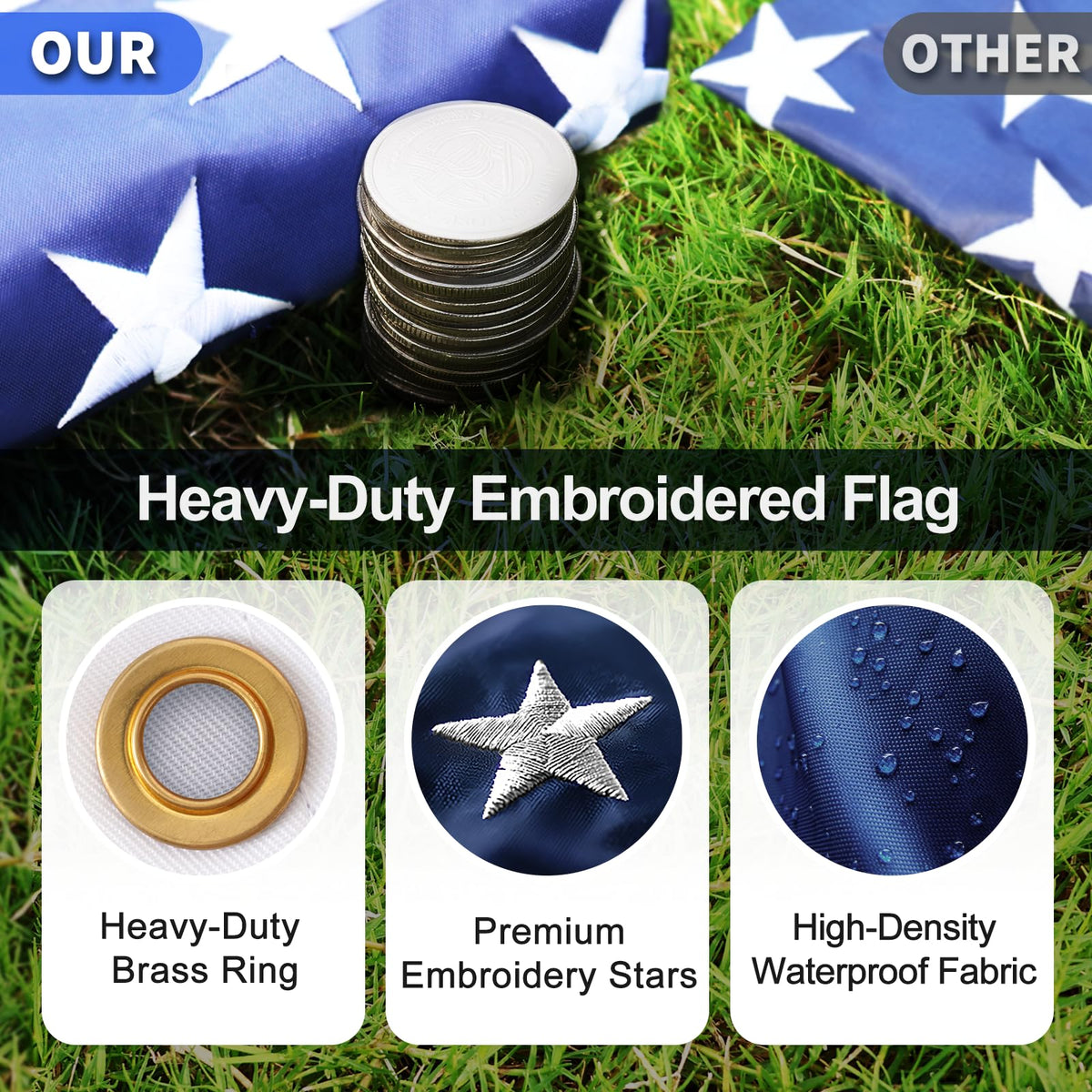 16FT Silver Thickened Aluminum RV Flagpole K108