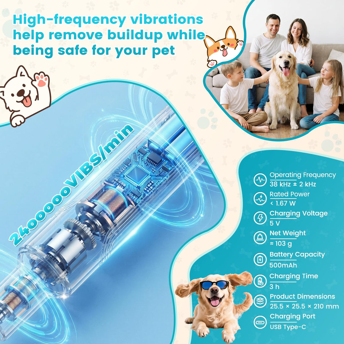 Dog Ultrasonic Tooth Cleaner with LED Light U706