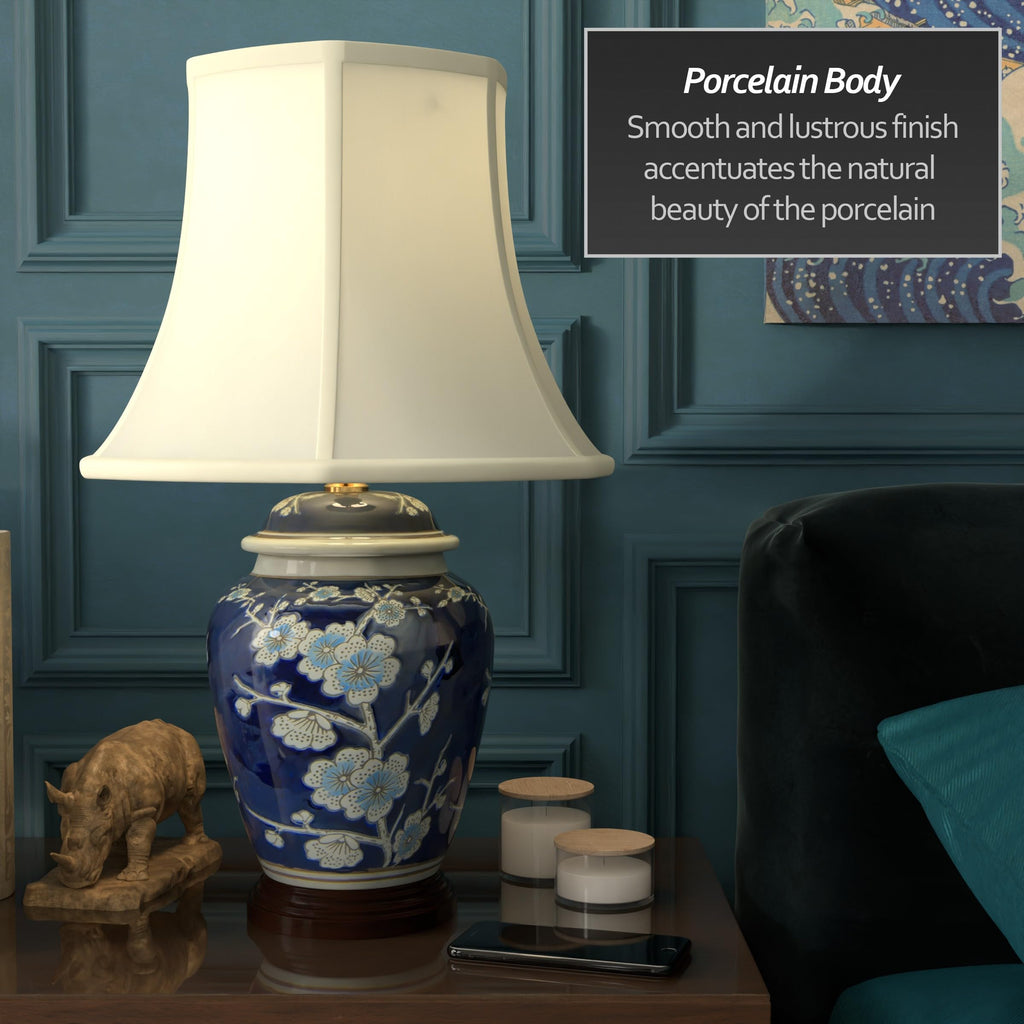 22" Blue Cherry Blossom Lamp D46256