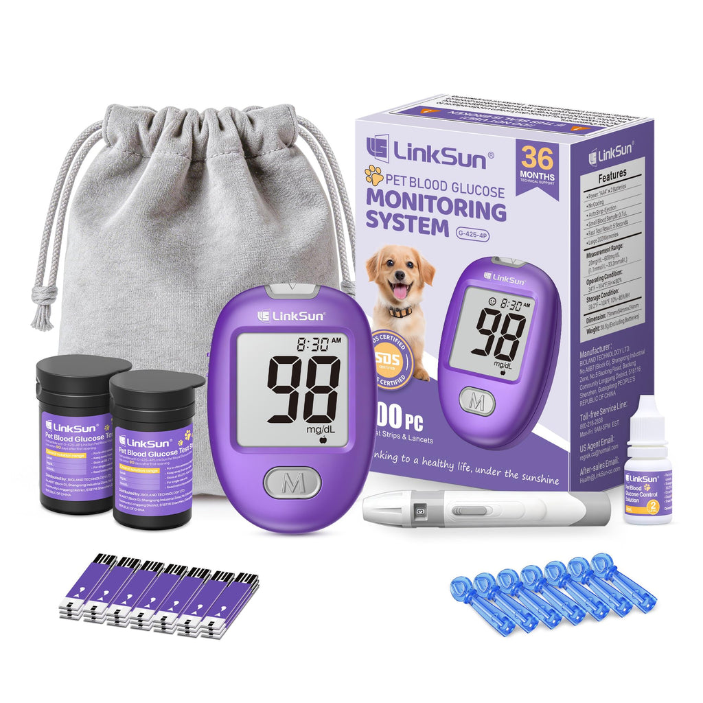 Pet Glucose Monitor Kit, 100 Strips+Lancets O693