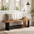 55" Solid Wood 2-Tier Shoe Storage Bench H9426
