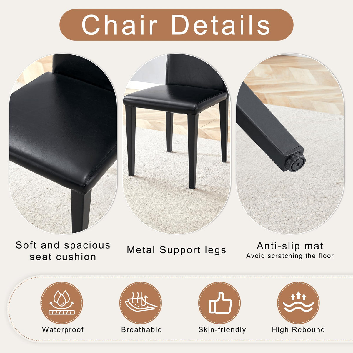 9 Piece Dining Table Set with 8 Pu Leather Chairs H660