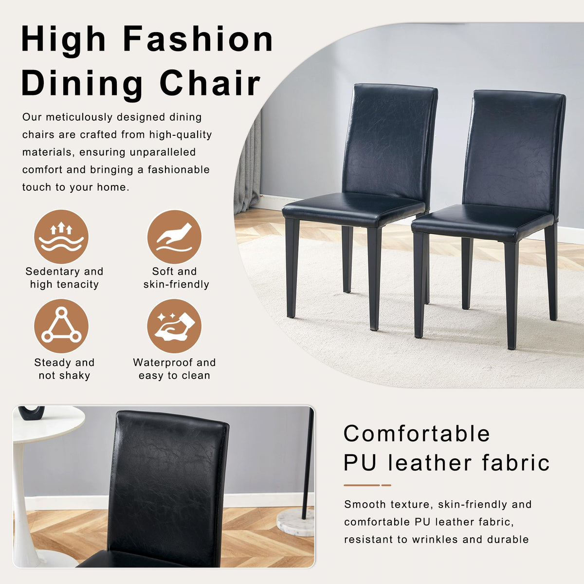 9 Piece Dining Table Set with 8 Pu Leather Chairs H660