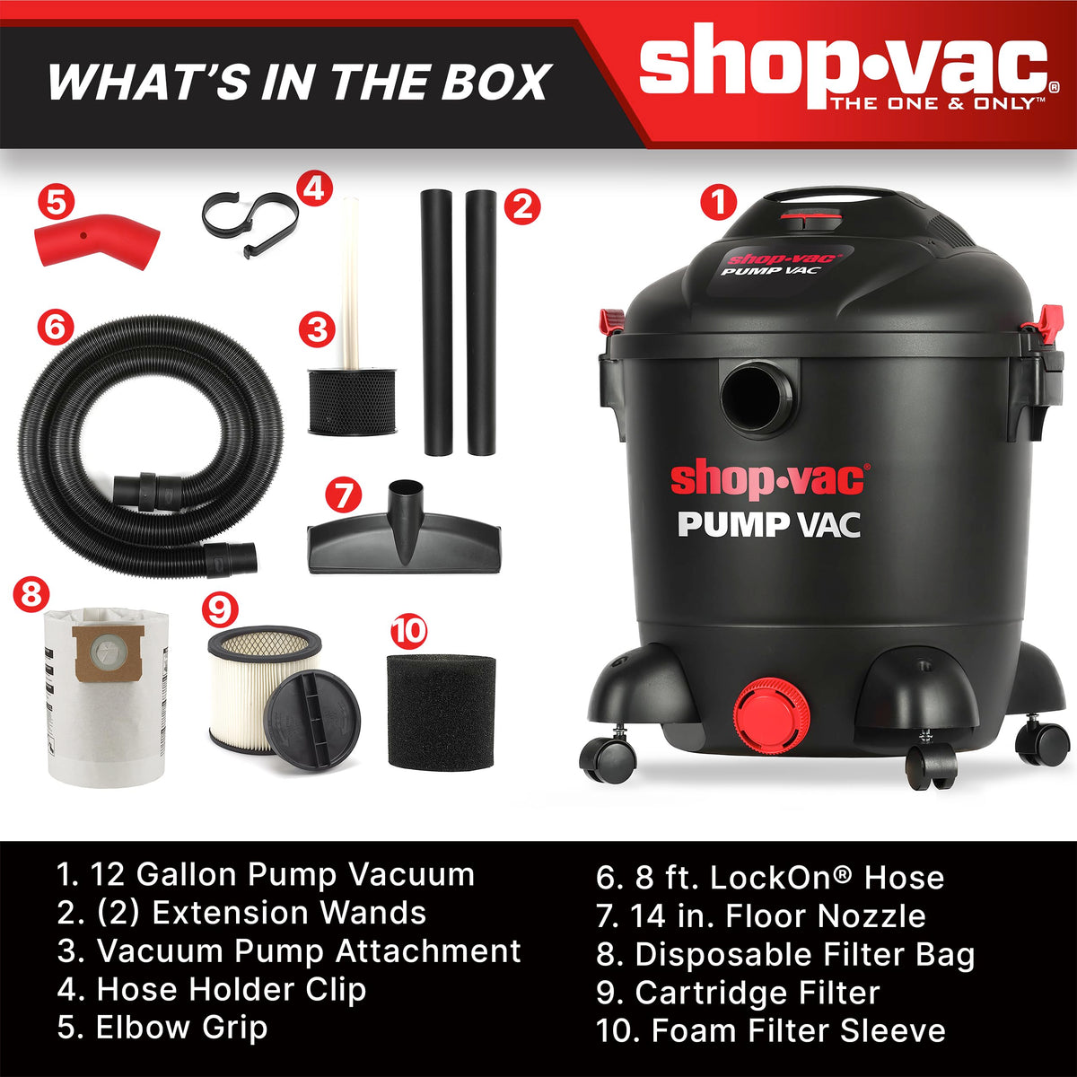 12 Gallon Wet Dry Pump Vacuum with Built-in Water Pump I4696