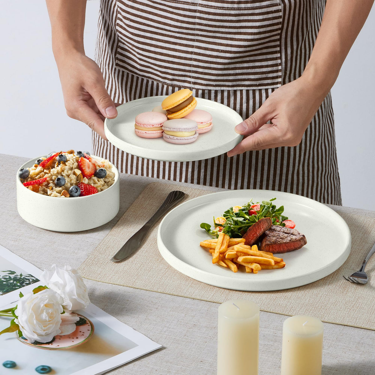 Speckled White 12 Pc Stoneware Dinnerware Set N583342