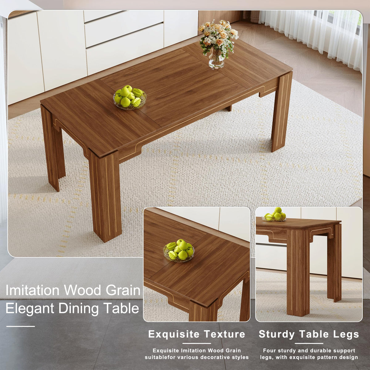 9 Piece Dining Table Set with 8 Pu Leather Chairs H660