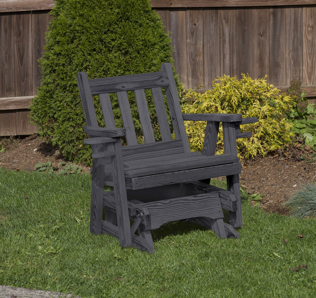Black Outdoor Glider Chair with Cup Holders B497